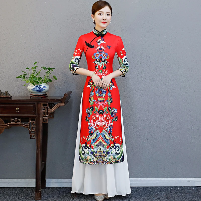 Аозай Вьетнам китайское традиционное платье красный современный Cheongsam Qipao вьетнамские Вечерние Платья Восточный Стиль размера плюс женска...
Аозай Вьетнам китайское традиционное платье красный современный Cheongsam Qipao вьетнамские Вечерние Платья Восточный Стиль размера плюс женска...