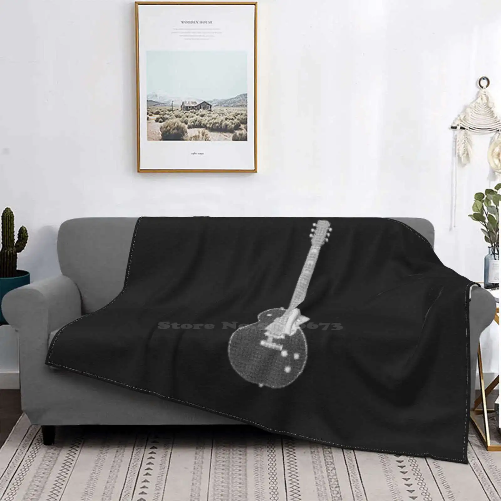 

Guitarra eléctrica de moda, manta caliente suave, puntos, moderna, única, Hip