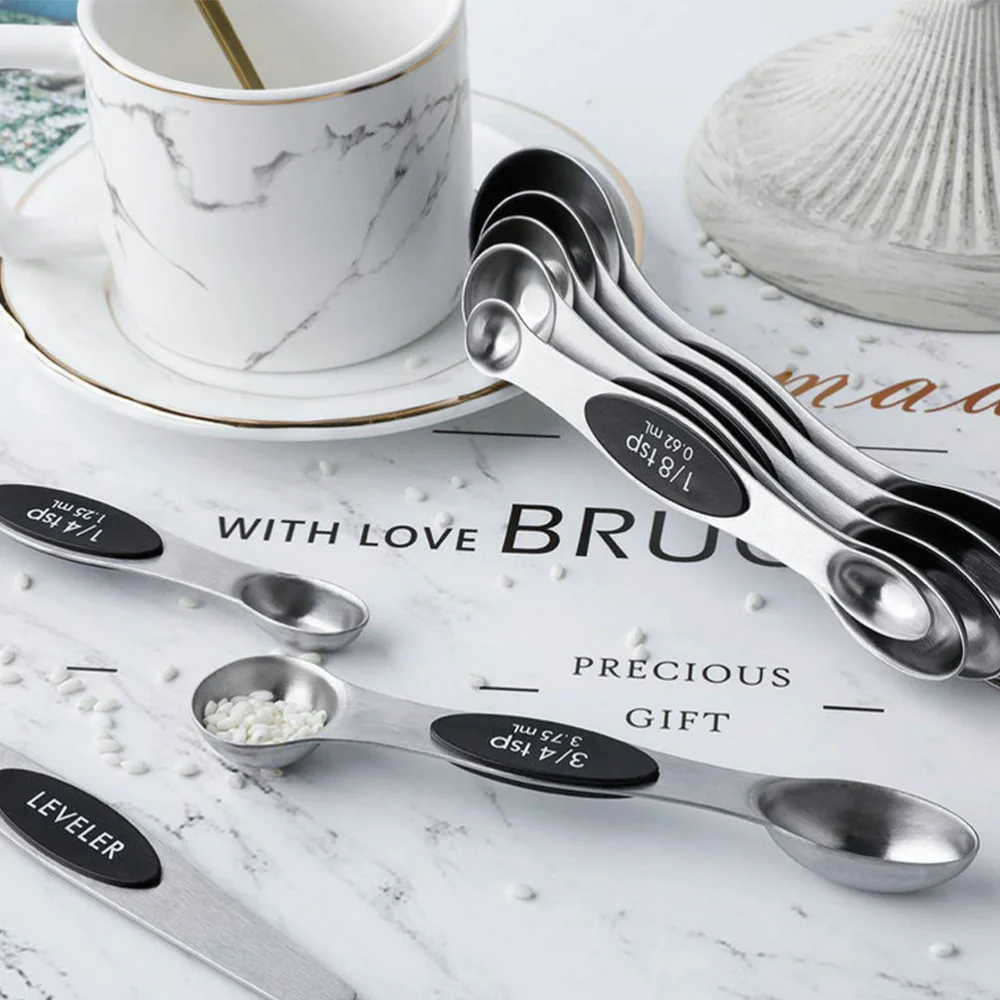 8 in 1 Stainless Steel Measuring Spoon Set Magnetic Double End Measure Spoon Baking Tool for Home (Black)
8 in 1 Stainless Steel Measuring Spoon Set Magnetic Double End Measure Spoon Baking Tool for Home (Black)