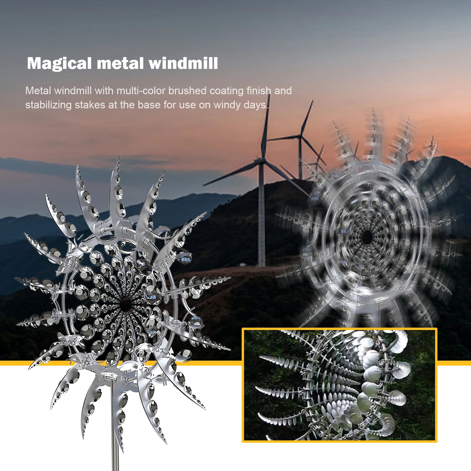 Outdoor Metal Windmill Spinner - Unique Stainless Steel Wind Catcher Wind Sculpture Spinner for Lawn Yard Patio Decoration
Outdoor Metal Windmill Spinner - Unique Stainless Steel Wind Catcher Wind Sculpture Spinner for Lawn Yard Patio Decoration