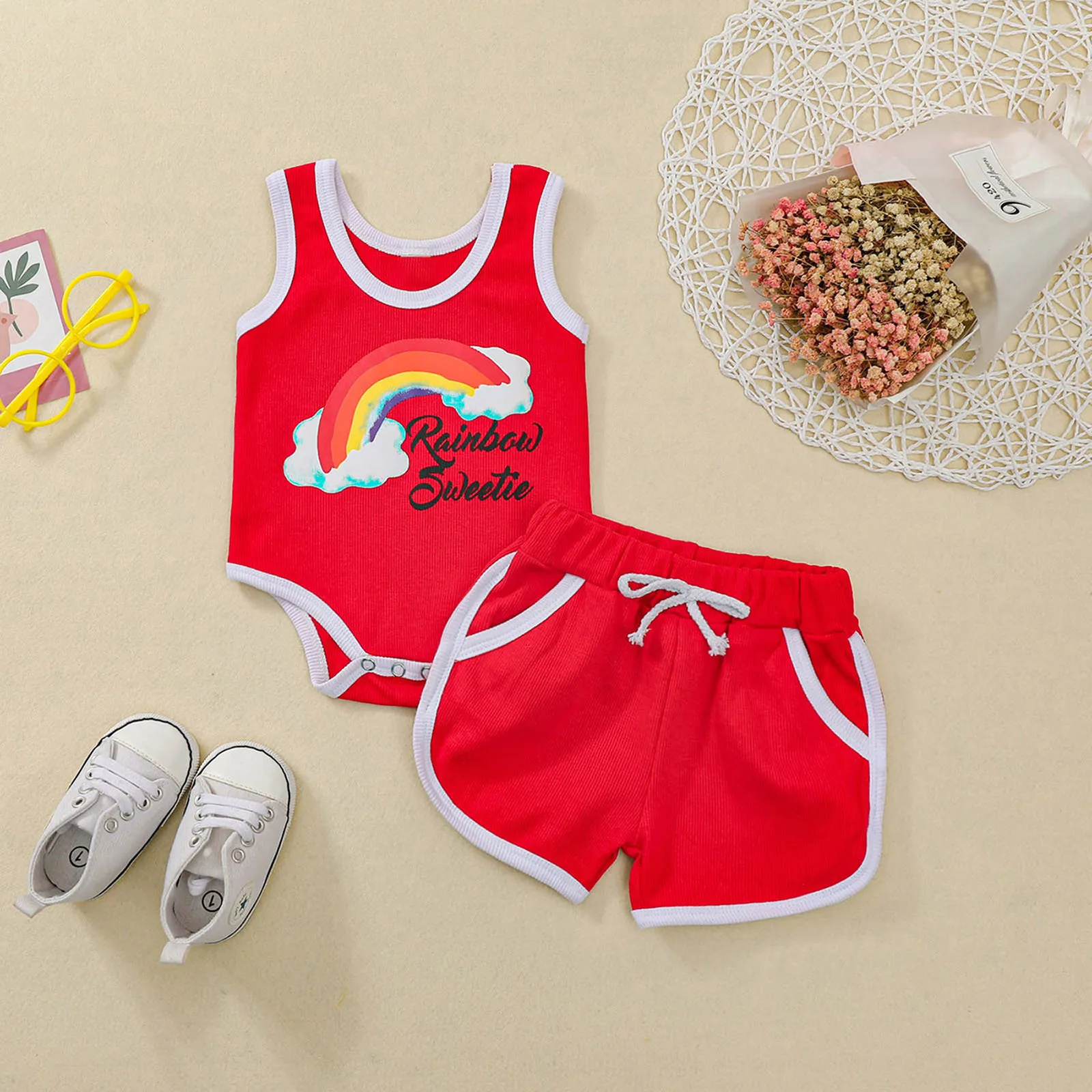 Newborn Infant Baby Girls Clothes Summer Letter Rainbow Vest Romper+ Shorts Fashion Casual Baby Girl Clothes Outfits Set 2PCS
Newborn Infant Baby Girls Clothes Summer Letter Rainbow Vest Romper+ Shorts Fashion Casual Baby Girl Clothes Outfits Set 2PCS