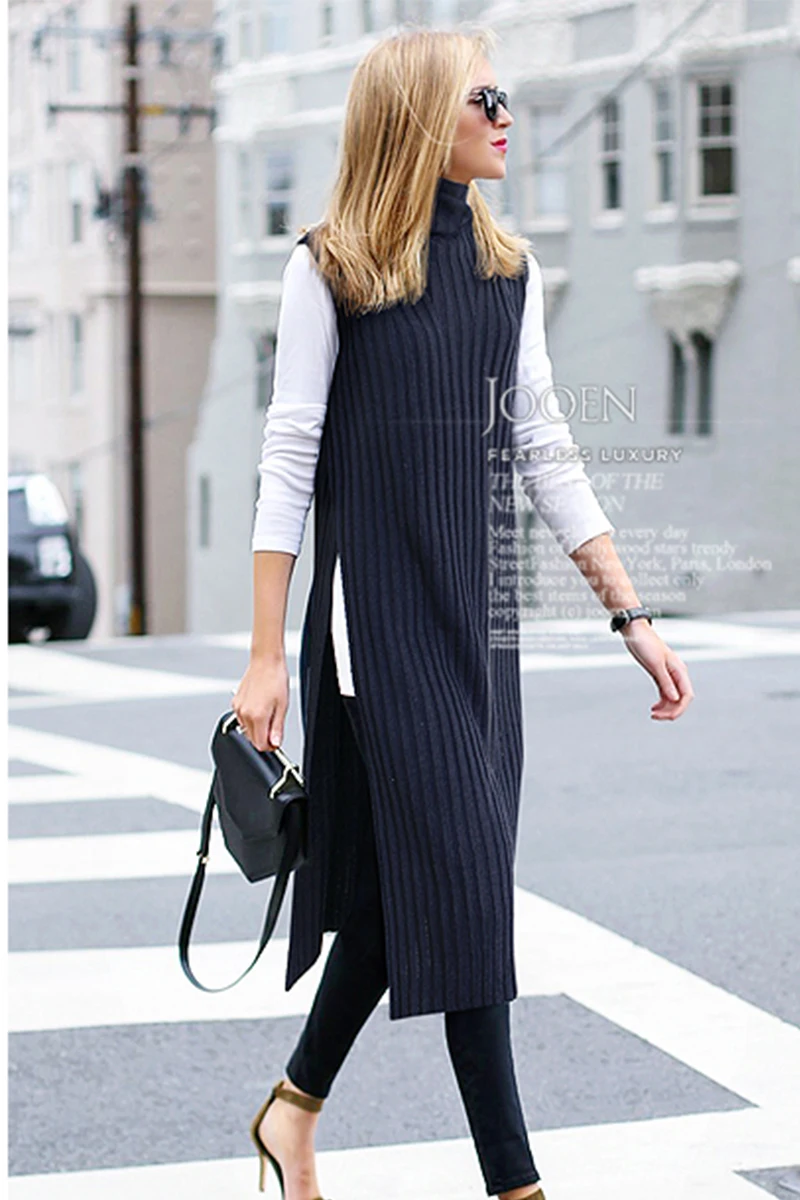 European station new autumn and winter fashion turtleneck vest sweater vest women's pullover sleeveless long sweater
European station new autumn and winter fashion turtleneck vest sweater vest women's pullover sleeveless long sweater