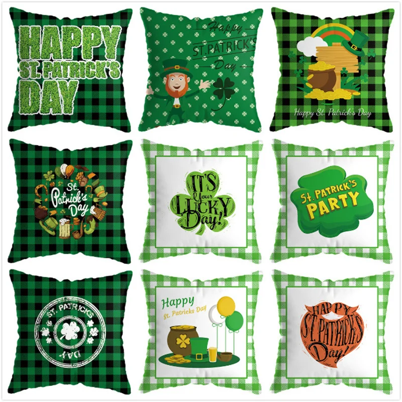 

St. Patrick's Day Themed Party Decor Lucky Clover Pillowcase Irish Festive Print Bedroom Sofa Cushion Cover Decor For Home