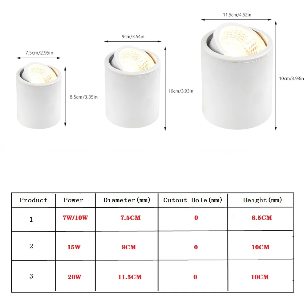 Rotating COB LED Ceiling light Surface mounted Cylinder Ceiling lamps 7W 10W 15W 20W for Bedroom Living room clothing store
Rotating COB LED Ceiling light Surface mounted Cylinder Ceiling lamps 7W 10W 15W 20W for Bedroom Living room clothing store