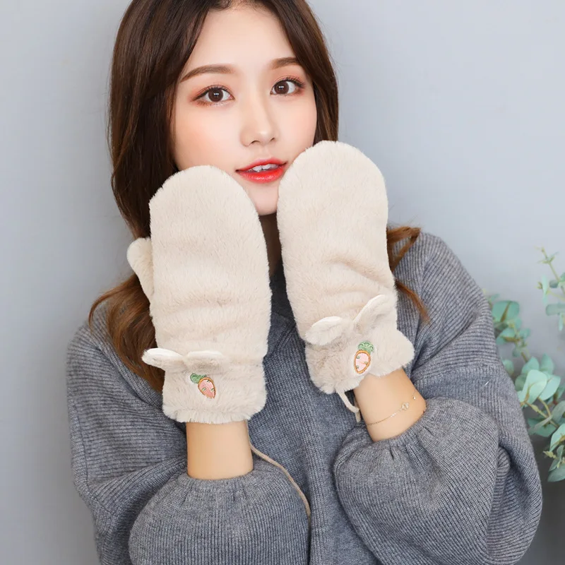 Fahion Woman Winter Warm Gloves Plus velvet Thicken Full Finger Carrot Embroidery Plush Gloves Rabbit Ears Driving Gloves
Fahion Woman Winter Warm Gloves Plus velvet Thicken Full Finger Carrot Embroidery Plush Gloves Rabbit Ears Driving Gloves