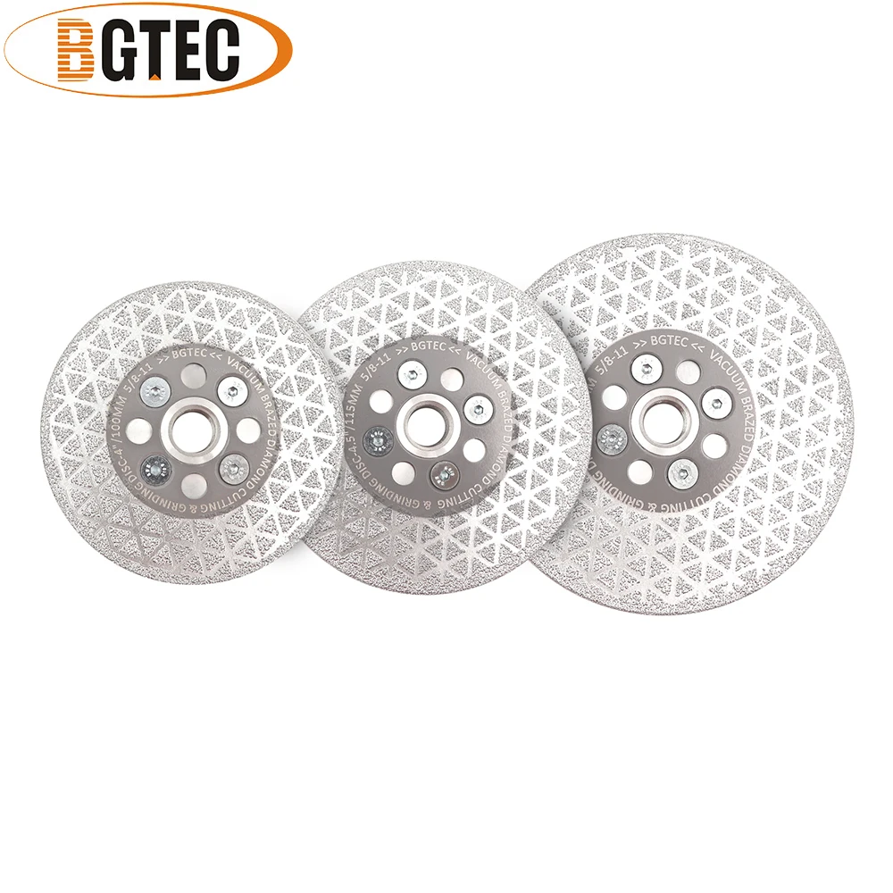 BGTEC 1pc 4" 4.5" 5"Double Sided Vacuum Brazed Diamond Cutting & Grinding Disc With 5/8-11 Thread Premium Quality
BGTEC 1pc 4" 4.5" 5"Double Sided Vacuum Brazed Diamond Cutting & Grinding Disc With 5/8-11 Thread Premium Quality