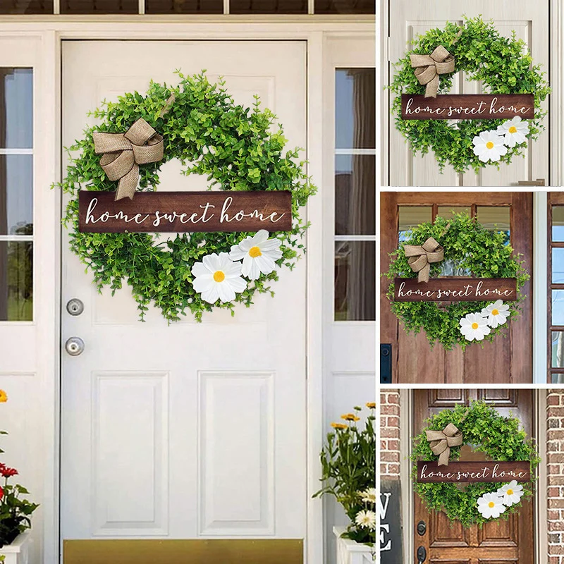 Artificial Eucalyptus Wreath Spring Summer Green Leaf Wreath with 2 White Flower and Bow Front Door Wall Window Decor Hot
Artificial Eucalyptus Wreath Spring Summer Green Leaf Wreath with 2 White Flower and Bow Front Door Wall Window Decor Hot