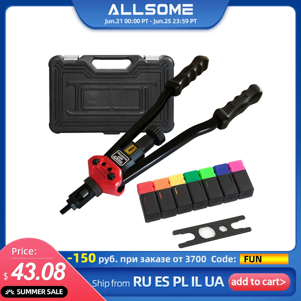 ALLSOME BT-607 Rivet Tool Kit Rivnut Setting Tool Nut Setter NutSert Hand Riveter Guns Mandrels M3 M4 M5 M6 M8 M10 M12 HT2778
ALLSOME BT-607 Rivet Tool Kit Rivnut Setting Tool Nut Setter NutSert Hand Riveter Guns Mandrels M3 M4 M5 M6 M8 M10 M12 HT2778
