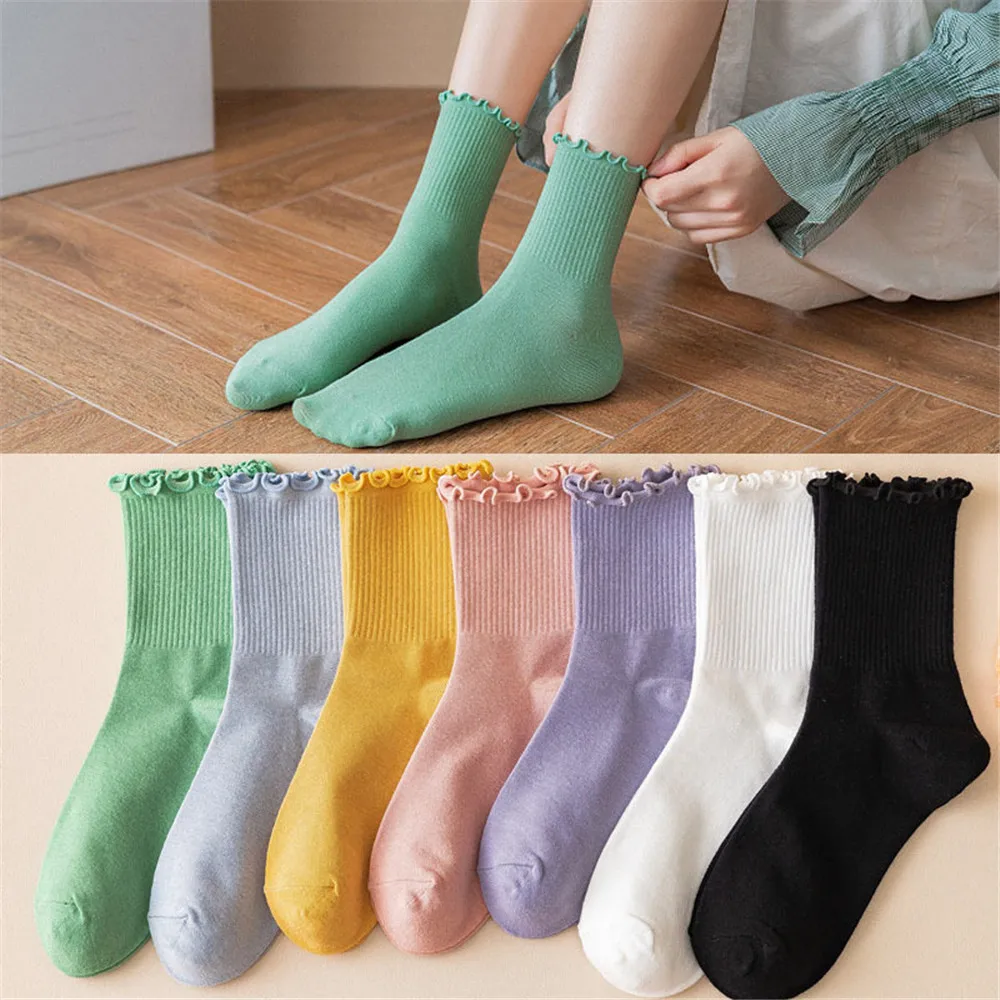Harajuku Breathable Sport Socks Women Solid Color Girls Student Comfortable Frilly Ruffle Sock Christmas Gifts Cotton Sox
Harajuku Breathable Sport Socks Women Solid Color Girls Student Comfortable Frilly Ruffle Sock Christmas Gifts Cotton Sox