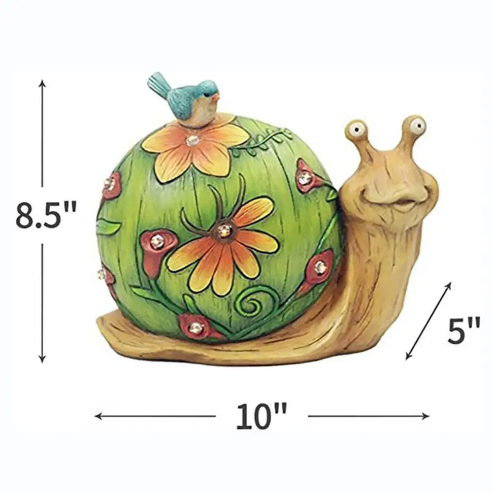 

Tortoise Figurine Cute LED Animal Shape Resin Solar Powered Snail Sculpture for Yard