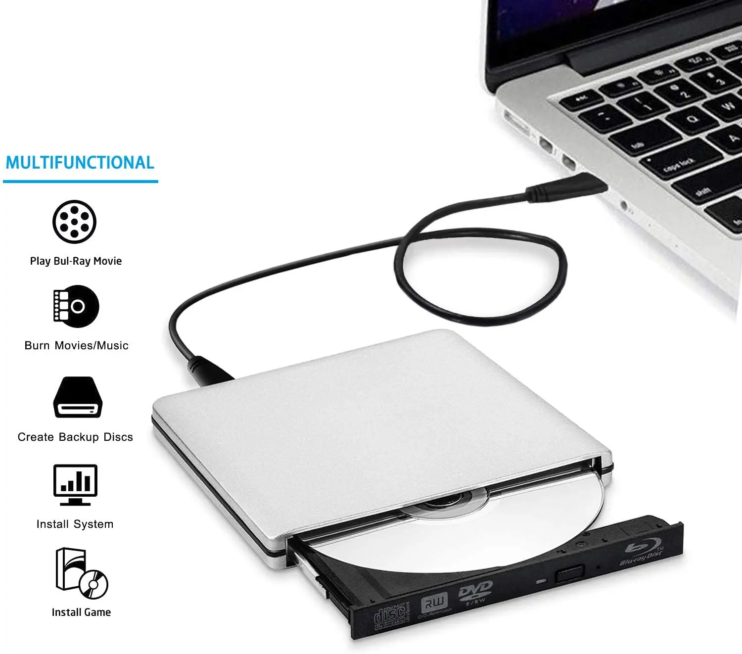 3.0 Blue-ray DVD Burner Disk Reading Burn Driver-free Installation with Cable for Most Desktop All-in-one Computers Notebooks
3.0 Blue-ray DVD Burner Disk Reading Burn Driver-free Installation with Cable for Most Desktop All-in-one Computers Notebooks