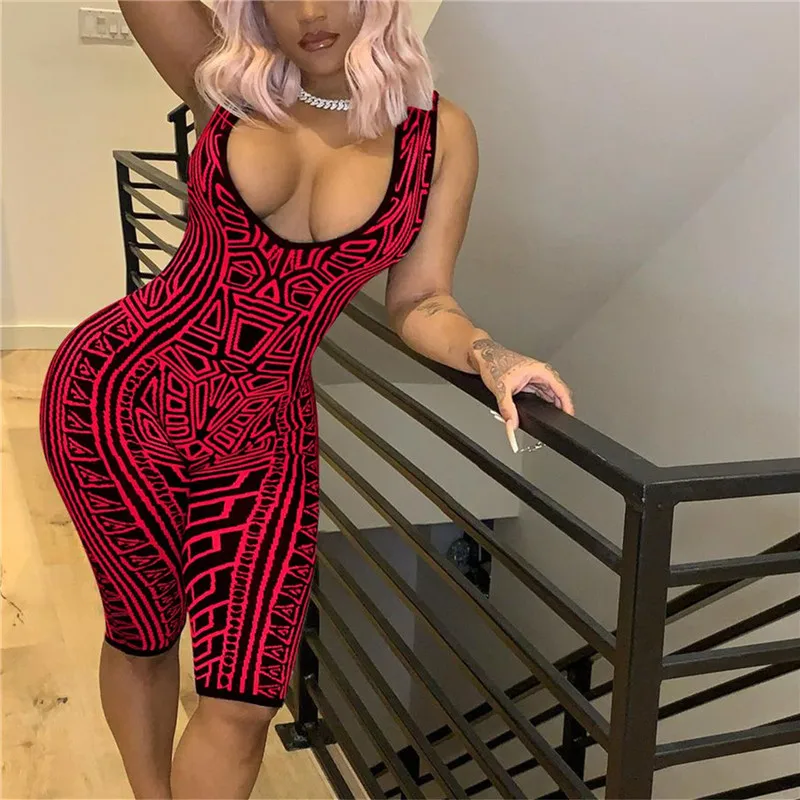 Summer Sexy Bodycon Women Romper Deep V Neck Sleeveless Print Sheath Elastic Bodycon Playsuits Knee Tank Jumpsuit Biker Shorts
Summer Sexy Bodycon Women Romper Deep V Neck Sleeveless Print Sheath Elastic Bodycon Playsuits Knee Tank Jumpsuit Biker Shorts