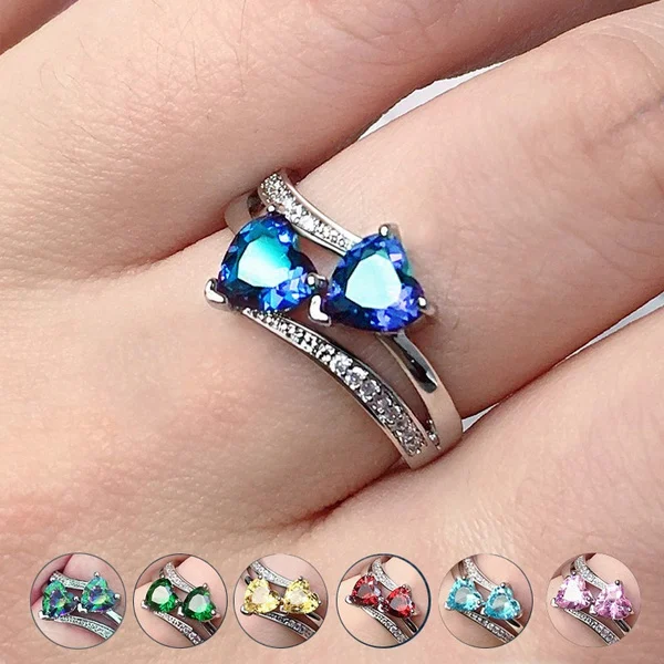 Fashion Elegant Silver Color Double Heart Ring Cubic Rings for Women Princess Wedding Engaent Party RingC1323 
Fashion Elegant Silver Color Double Heart Ring Cubic Rings for Women Princess Wedding Engaent Party RingC1323