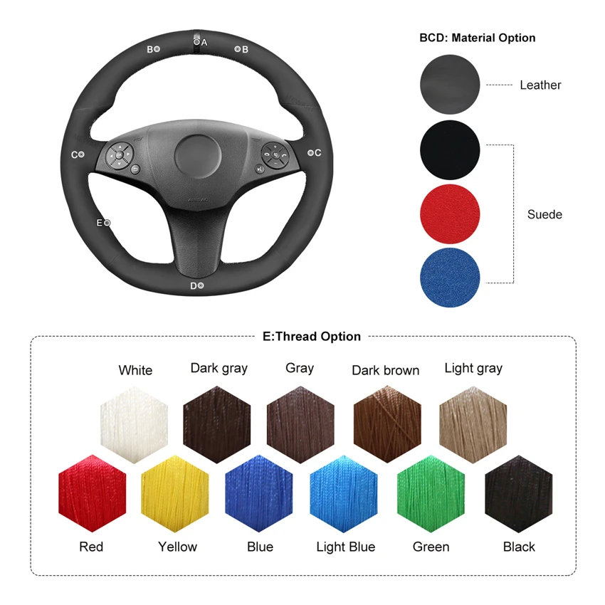 MEWANT Black Suede Car Steering Wheel Covers for Mercedes Benz C63 AMG W204 CLS-Class CLS C219 W212 C207 E63 2008-2015
MEWANT Black Suede Car Steering Wheel Covers for Mercedes Benz C63 AMG W204 CLS-Class CLS C219 W212 C207 E63 2008-2015