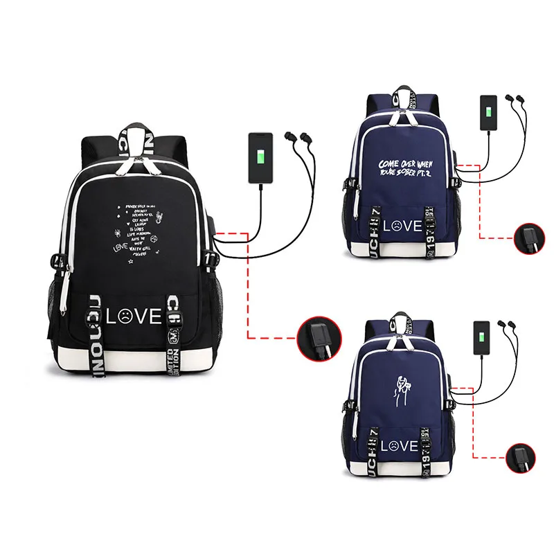 Lil pee Customized Backpacks For Men And Women Students School Bag Charging Headset Hole Multifunction Men's Backpack Male
Lil pee Customized Backpacks For Men And Women Students School Bag Charging Headset Hole Multifunction Men's Backpack Male