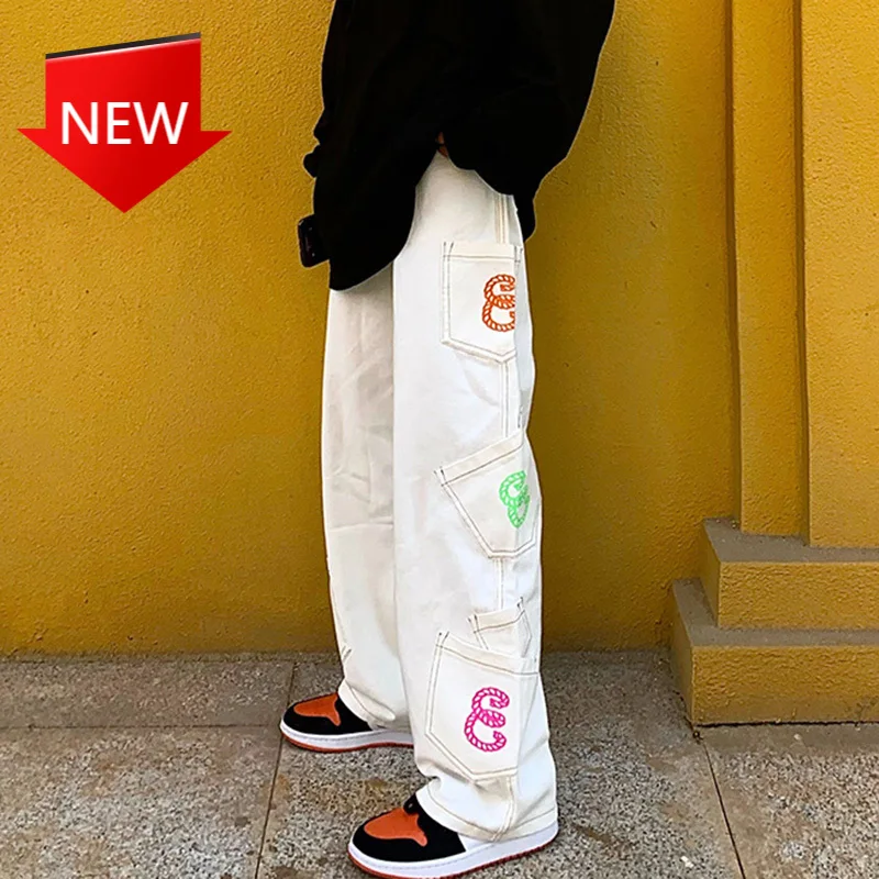 Pocket Letter Print Straight Cargo Pants Men and Women Oversize Jeans Trousers Harajuku Streetwear Casual Denim Pants Retro
Pocket Letter Print Straight Cargo Pants Men and Women Oversize Jeans Trousers Harajuku Streetwear Casual Denim Pants Retro