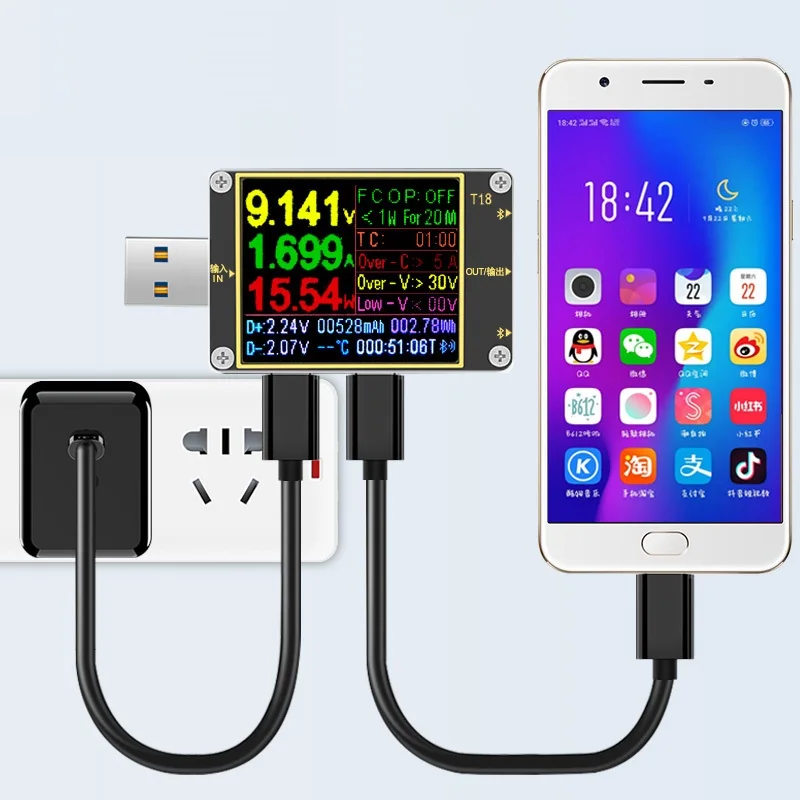 DANIU 18 in 1 USB Tester Current Voltmeter Meter HD Color TFT 1.8" PD3.0 Fast Charging Protocol Capacity Test Computer Online
DANIU 18 in 1 USB Tester Current Voltmeter Meter HD Color TFT 1.8" PD3.0 Fast Charging Protocol Capacity Test Computer Online