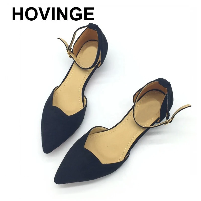 HOVINGE2019 пикантные женские Туфли с ремешком и пряжкой на низком каблуке