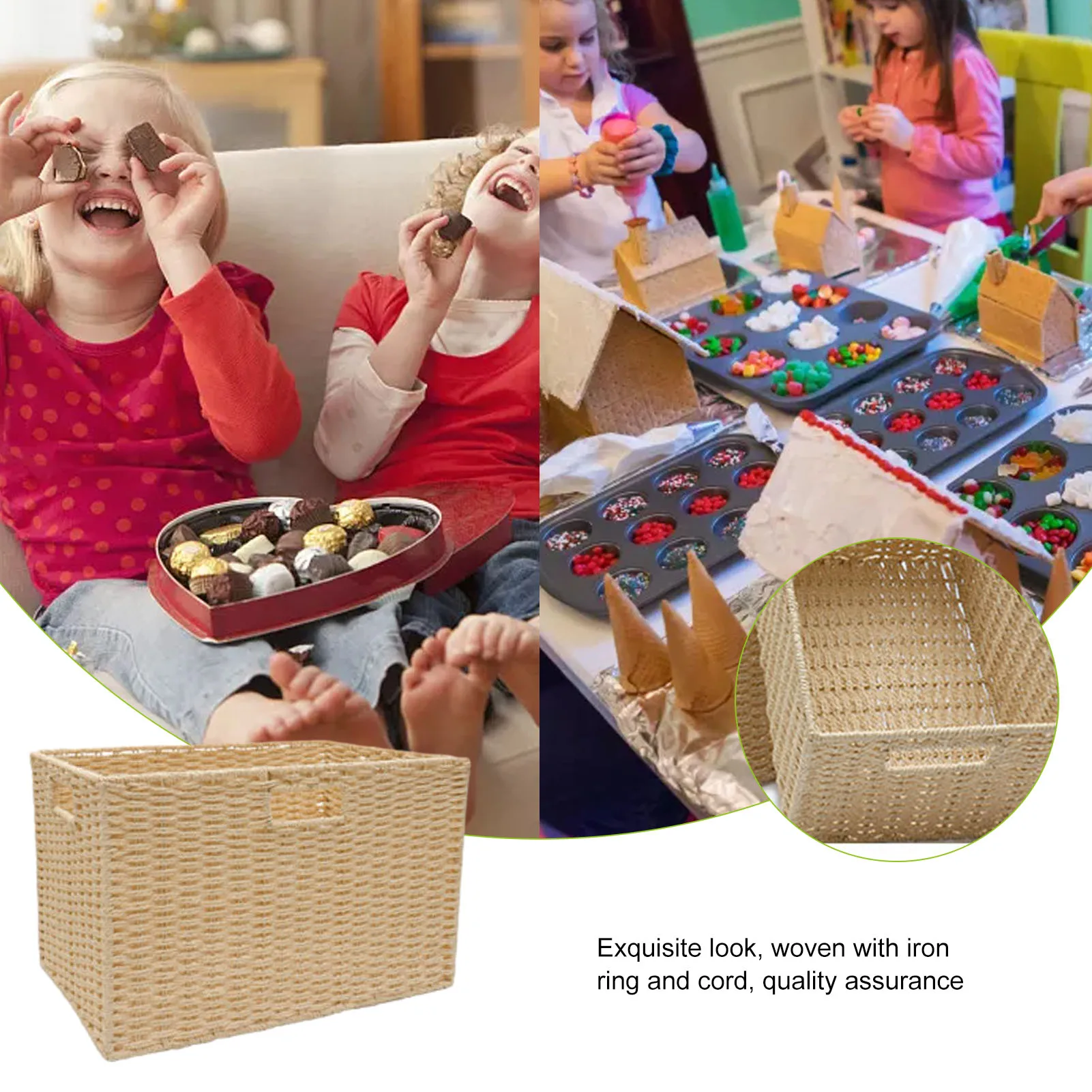 31x20x15cm Desktop Snack Storage Basket Portable Woven Basket With Handle Stackable Snacks Organizer Toy Storage Box
31x20x15cm Desktop Snack Storage Basket Portable Woven Basket With Handle Stackable Snacks Organizer Toy Storage Box