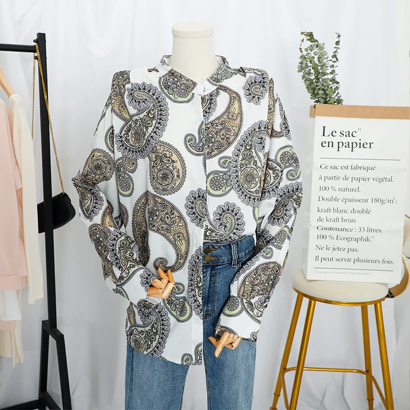 Long Lantern Sleeve Floral Print Women's Shirts Autumn Single Breasted Stand Collar Female Shirt New Streetwear Casual Lady Top
Long Lantern Sleeve Floral Print Women's Shirts Autumn Single Breasted Stand Collar Female Shirt New Streetwear Casual Lady Top