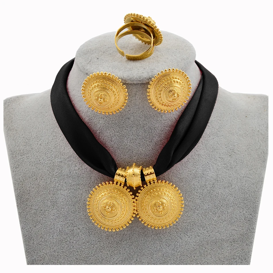 Anniyo DIY веревочная цепочка Эфиопский ювелирный набор золотого цвета Эритрея