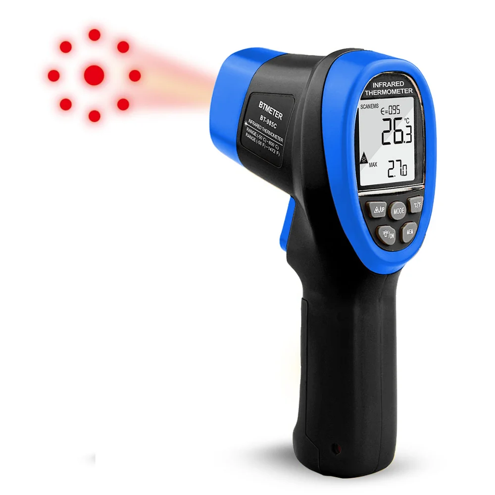 BT-985C Non Contact Digital Infrared Thermometer Gun 16:1 IR Laser Temperature Tester Instant Read -50℃~800℃(-58℉~1472℉)
BT-985C Non Contact Digital Infrared Thermometer Gun 16:1 IR Laser Temperature Tester Instant Read -50℃~800℃(-58℉~1472℉)