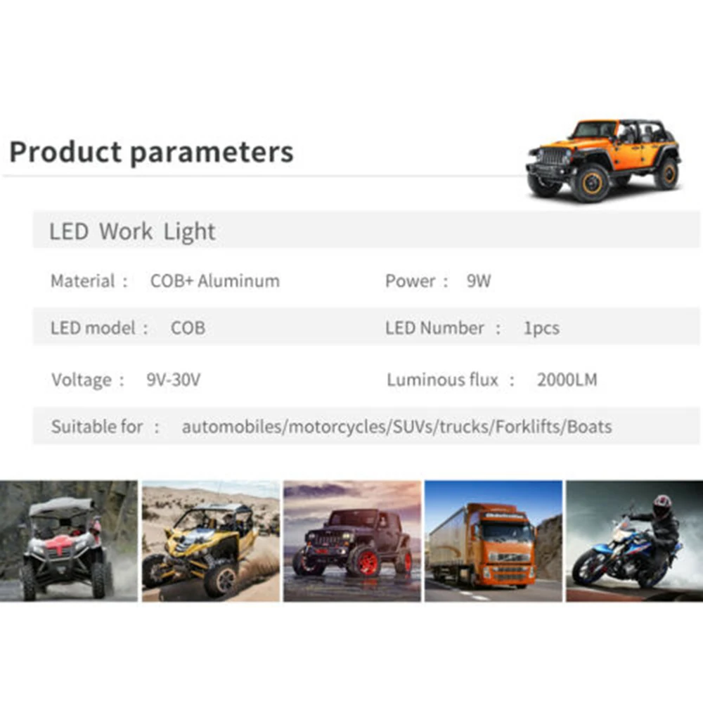 7500K LED Working Light COB White Lamp Bead Off road Headlamp Waterproof Replacement
7500K LED Working Light COB White Lamp Bead Off road Headlamp Waterproof Replacement