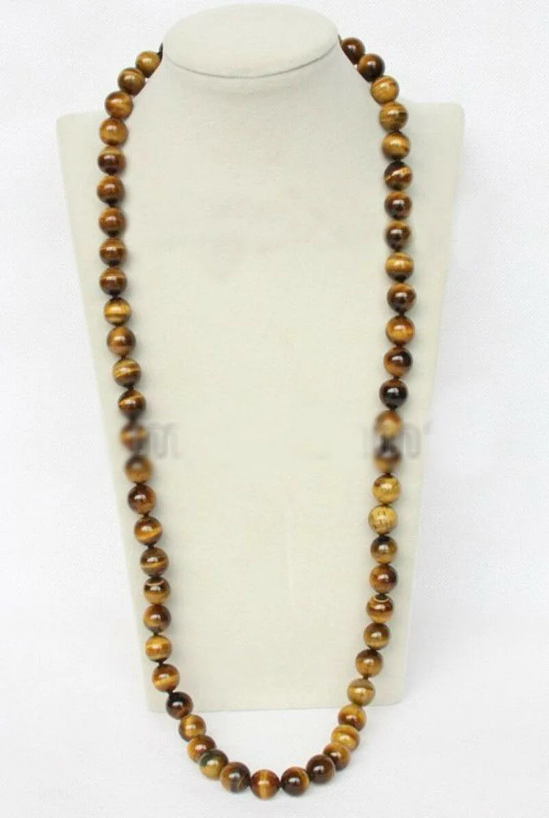 Натуральный круглый тигровый глаз ожерелье из бус из драгоценного камня 36" 
Натуральный круглый тигровый глаз ожерелье из бус из драгоценного камня 36"