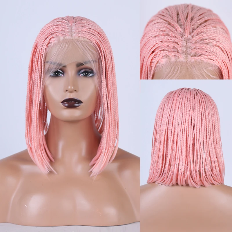 RONGDUOYI Short Bob Wig Pink High Temperature Synthetic Lace Front Wigs for Women Middle Part Braided Box Braids Cosplay Wig
RONGDUOYI Short Bob Wig Pink High Temperature Synthetic Lace Front Wigs for Women Middle Part Braided Box Braids Cosplay Wig