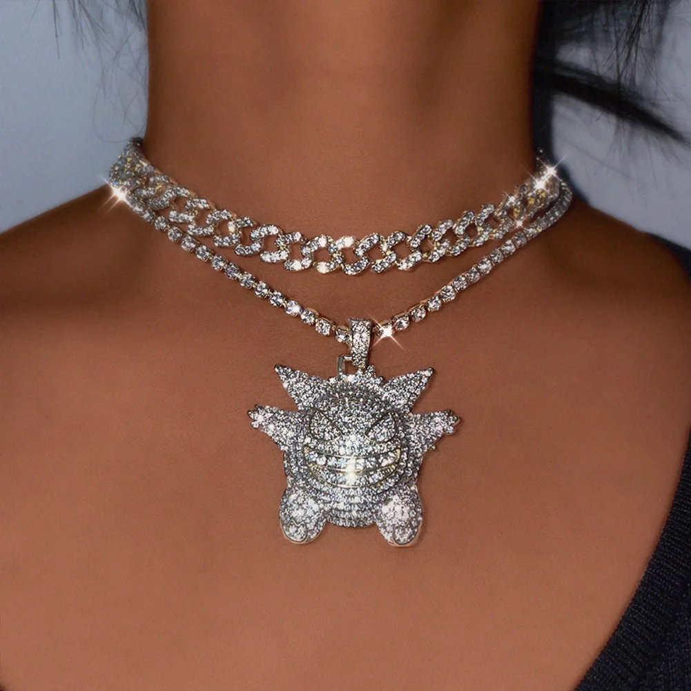 Punk Iced Out Crystal Demon Elf Pendant Necklace For Women Men Full Rhinestone Cuban Tennis Chain Choker Necklace Gothic Jewelry
Punk Iced Out Crystal Demon Elf Pendant Necklace For Women Men Full Rhinestone Cuban Tennis Chain Choker Necklace Gothic Jewelry