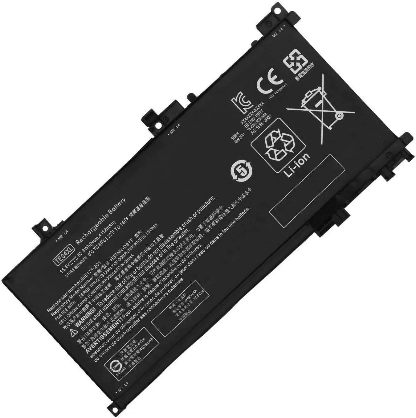TE04XL Laptop Battery For HP OMEN 15-AX200 15- AX218TX 15-AX210TX 15-AX235NF 15-AX202N 15-BC200 HSTNN-DB7T 15.4V 63.3WH
TE04XL Laptop Battery For HP OMEN 15-AX200 15- AX218TX 15-AX210TX 15-AX235NF 15-AX202N 15-BC200 HSTNN-DB7T 15.4V 63.3WH