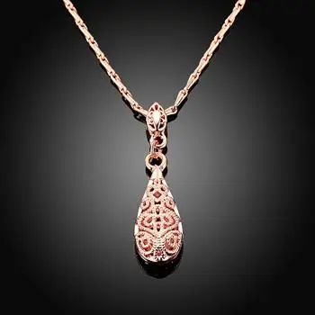Eco-friendly rose gold drop pendant women's necklace N750 LKN18KRGPN749