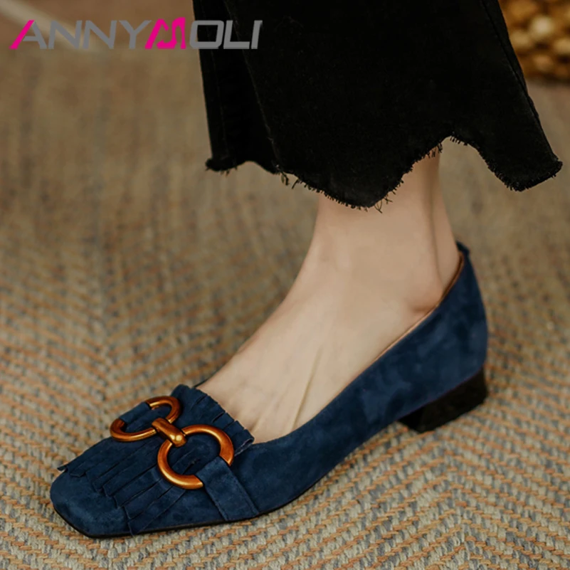 ANNYMOLI Woman Shoes Real Leather Pumps Chunky Heels Metal Decoration Pumps Kid Suede Shoes Low Heels Square Toe Lady Footwear
ANNYMOLI Woman Shoes Real Leather Pumps Chunky Heels Metal Decoration Pumps Kid Suede Shoes Low Heels Square Toe Lady Footwear
