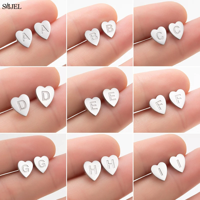 Personalize Fashion Small Initial Letter Earrings Bridesmaids Stainless Steel Alphabet Heart Stud Earring Everyday Jewelry Gift
Personalize Fashion Small Initial Letter Earrings Bridesmaids Stainless Steel Alphabet Heart Stud Earring Everyday Jewelry Gift