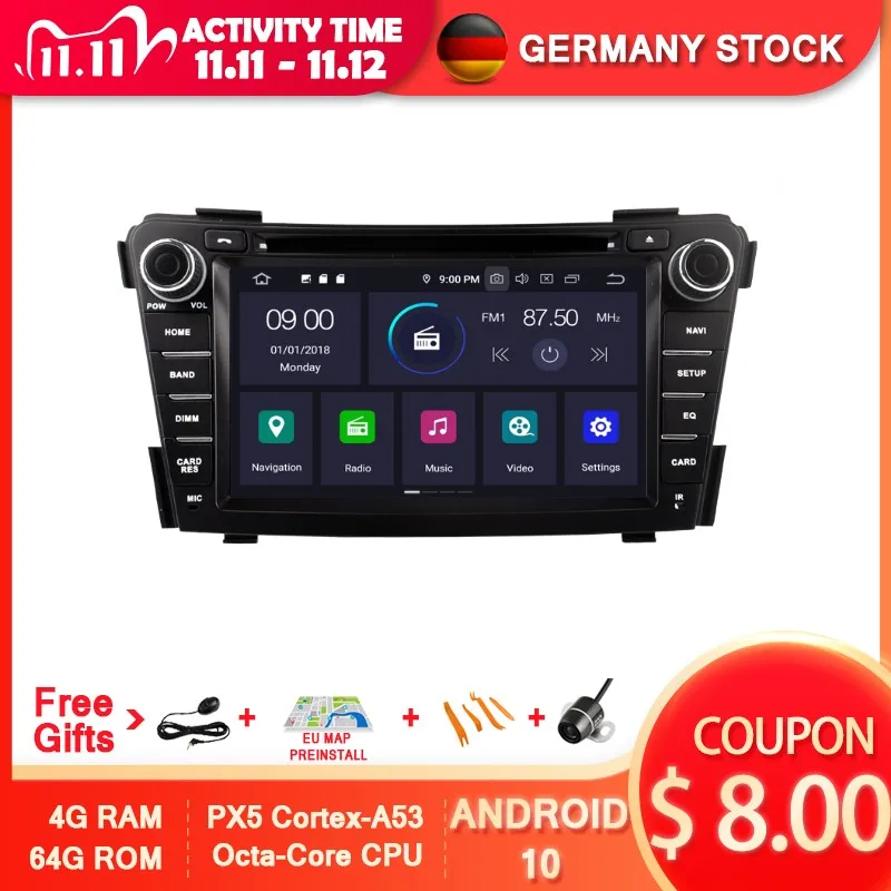 AVGOTOP Android 10 автомобильный dvd-плеер для HYUNDAI I40 2012-2014 IPS HD экран Navi автомобильное