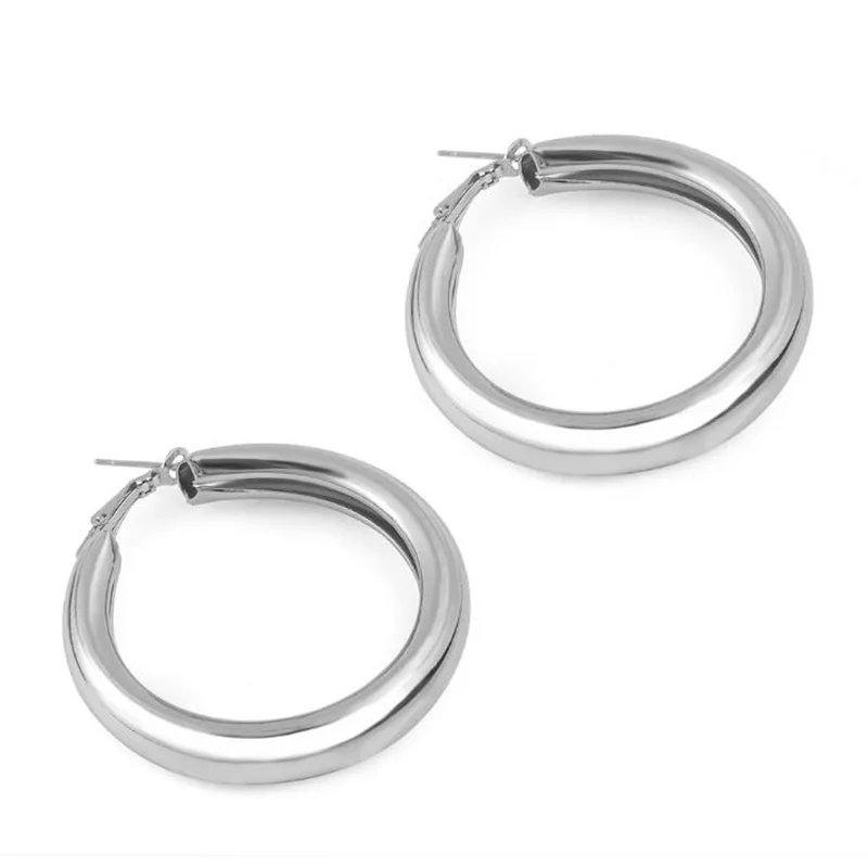 2018 Hot Fashion Punk Gold Silver Thick Loop Hoop Earrings For Women Statement Earring Female Jewelry | Украшения и аксессуары