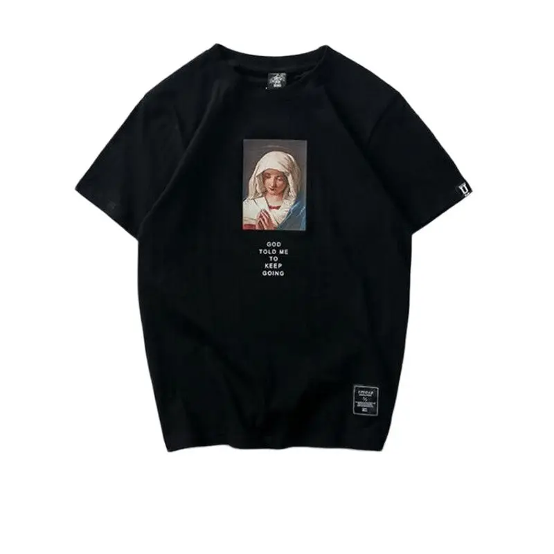 2021 Men's Virgin Mary Printed Short Sleeve T Shirts Summer Casual Cotton Hip Hopo Tops Tees Fashion Streetwear Tshirts | Мужская