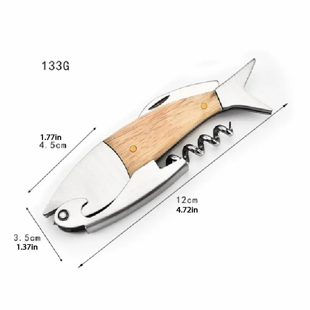 Multifunctional Wooden Handle Wine Opener Cute Fish Shaped Wine Opener Professional Metal Opener Wine Bottle Corkscrew
Multifunctional Wooden Handle Wine Opener Cute Fish Shaped Wine Opener Professional Metal Opener Wine Bottle Corkscrew
