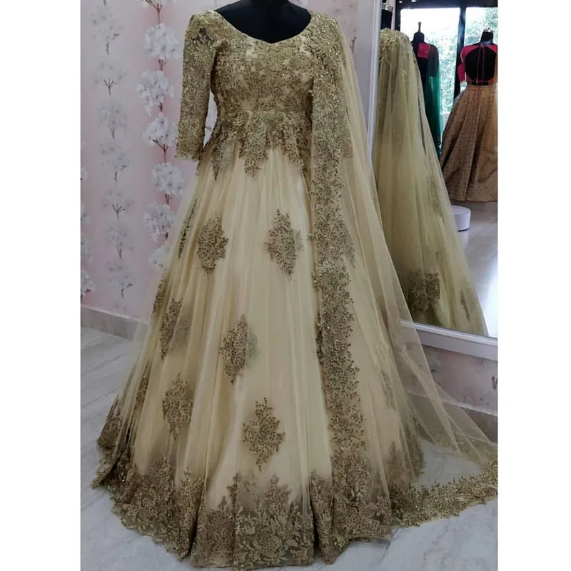 2021 Arabic Luxurious Wedding Dresses Gold Lace Appliques Muslim Bridal Dresses Vintage Formal Party Bride Gowns
2021 Arabic Luxurious Wedding Dresses Gold Lace Appliques Muslim Bridal Dresses Vintage Formal Party Bride Gowns