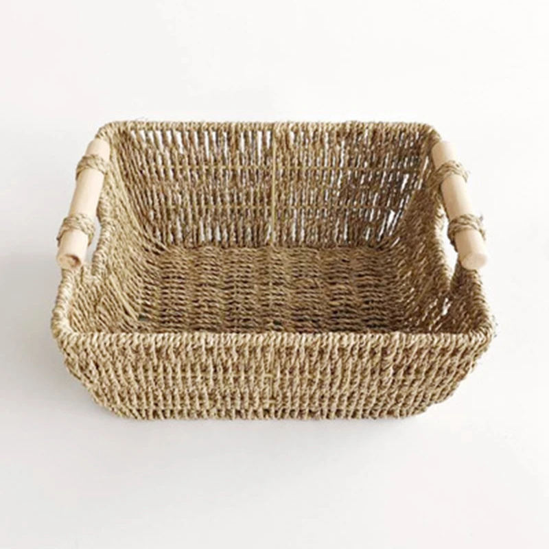 Hand-Woven Large Storage Baskets with Wooden Handles, Seagrass Wicker Baskets for Organizing
Hand-Woven Large Storage Baskets with Wooden Handles, Seagrass Wicker Baskets for Organizing