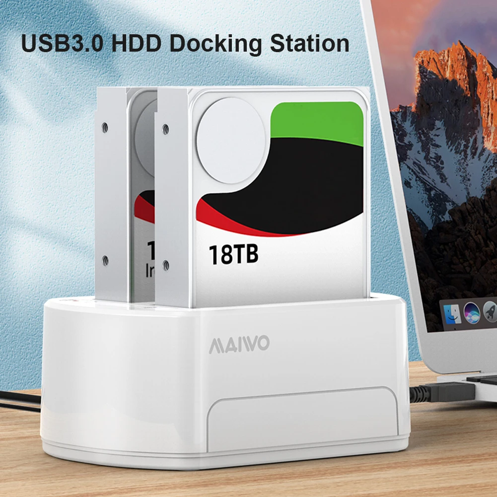 

MAIWO USB3.0 Dual Bay HDD Clone Docking Station Computer Hard Disk Drive Enclosure Expansion Extender PC Box Accessory