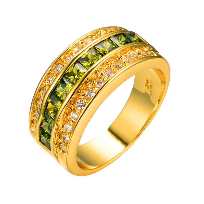 Luxury Male Female Olive Green Crystal Ring Charm Gold Color Wedding Rings For Women Vintage Zircon Stone Engagement Ring 
Luxury Male Female Olive Green Crystal Ring Charm Gold Color Wedding Rings For Women Vintage Zircon Stone Engagement Ring