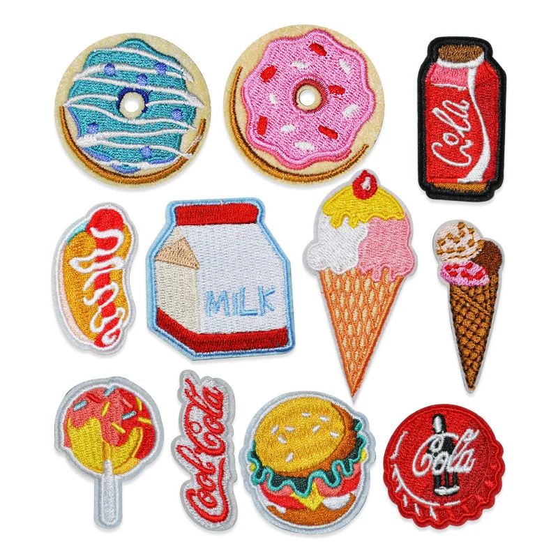 

100pcs/Lot Luxury Fun Embroidery Patch Letter Hot Dog Lollipop Drink Bottle Clothing Decoration Strange Thing Craft Diy Applique