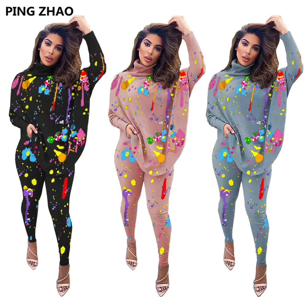 Женский костюм для фитнеса PING ZHAO, осенне-зимний комплект из 2 предметов с граффити, водолазка летучая мышь, леггинсы, спортивный костюм
Женский костюм для фитнеса PING ZHAO, осенне-зимний комплект из 2 предметов с граффити, водолазка летучая мышь, леггинсы, спортивный костюм