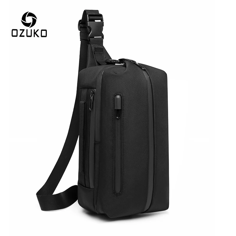 

OZUKO Outdoor Sports Men Chest Bag Waterproof Sling Messenger Bags USB Charge Chest Pack for Teenagers Male Travel Crossbody Bag