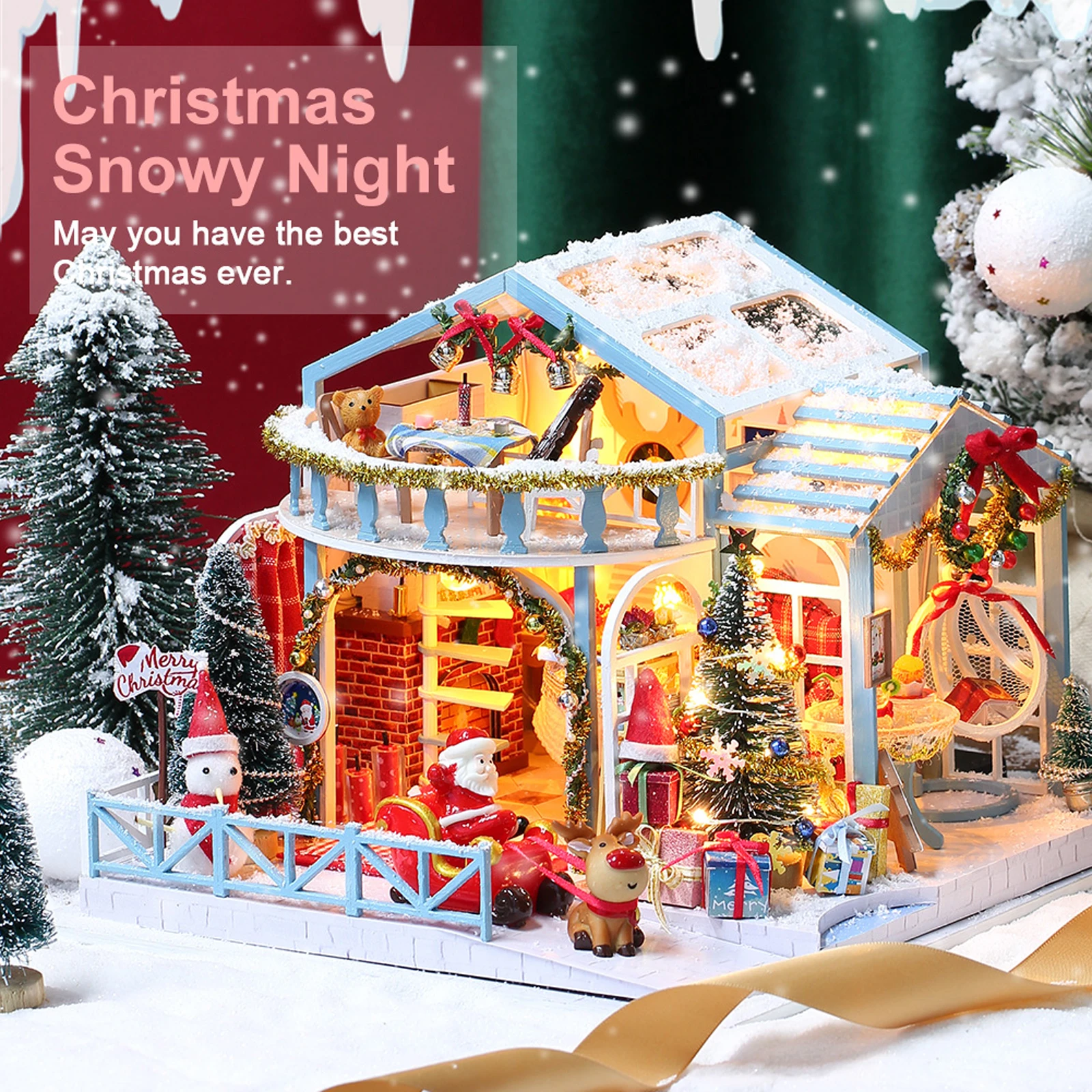 Newest Arrival Christmas Ornaments Mini Wooden House with LED Light and Music Movement Christmas Desktop Decor Building Toy
Newest Arrival Christmas Ornaments Mini Wooden House with LED Light and Music Movement Christmas Desktop Decor Building Toy