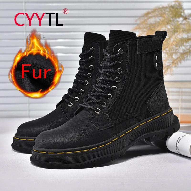 CYYTL Matte Leather Fur Lining Men's Boots Ankle 8-Eye Comfortable Winter Snow Shoes Motorcycle Casual Warm Outdoor Booties
CYYTL Matte Leather Fur Lining Men's Boots Ankle 8-Eye Comfortable Winter Snow Shoes Motorcycle Casual Warm Outdoor Booties