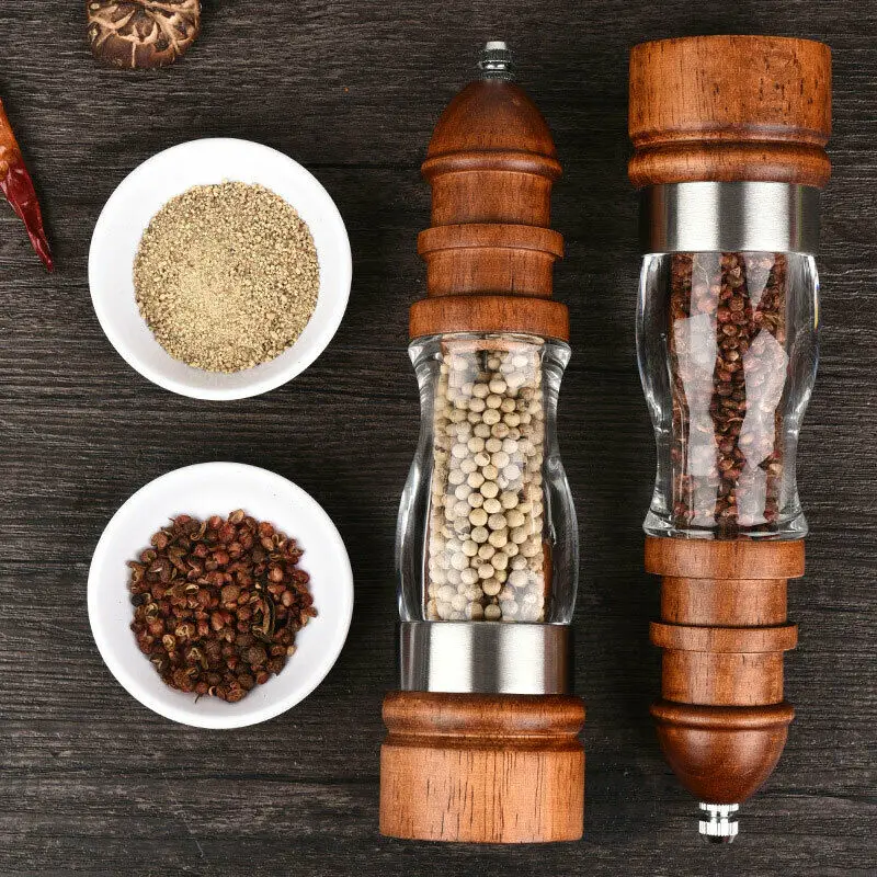 Acrylic Abrader Salt And Pepper Mill Wooden Adjustable Ceramic Core Spice Manual Pepper Grinder Seasoning Kitchen Accessories
Acrylic Abrader Salt And Pepper Mill Wooden Adjustable Ceramic Core Spice Manual Pepper Grinder Seasoning Kitchen Accessories