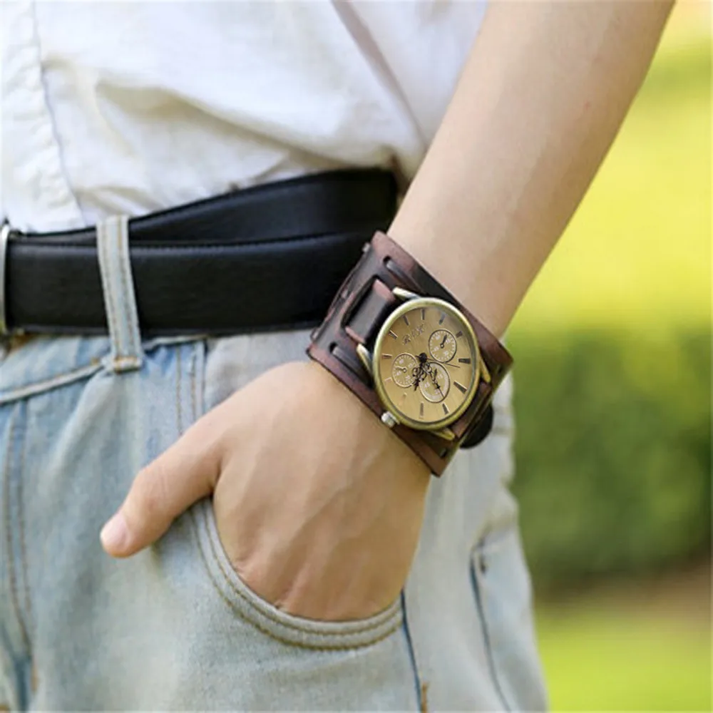 Style Retro Punk Rock Brown Big Wide Leather Bracelet Cuff Men Watch Cool Bn 2021 Minimalist Men's Fashion Ultra Thin Watches
Style Retro Punk Rock Brown Big Wide Leather Bracelet Cuff Men Watch Cool Bn 2021 Minimalist Men's Fashion Ultra Thin Watches