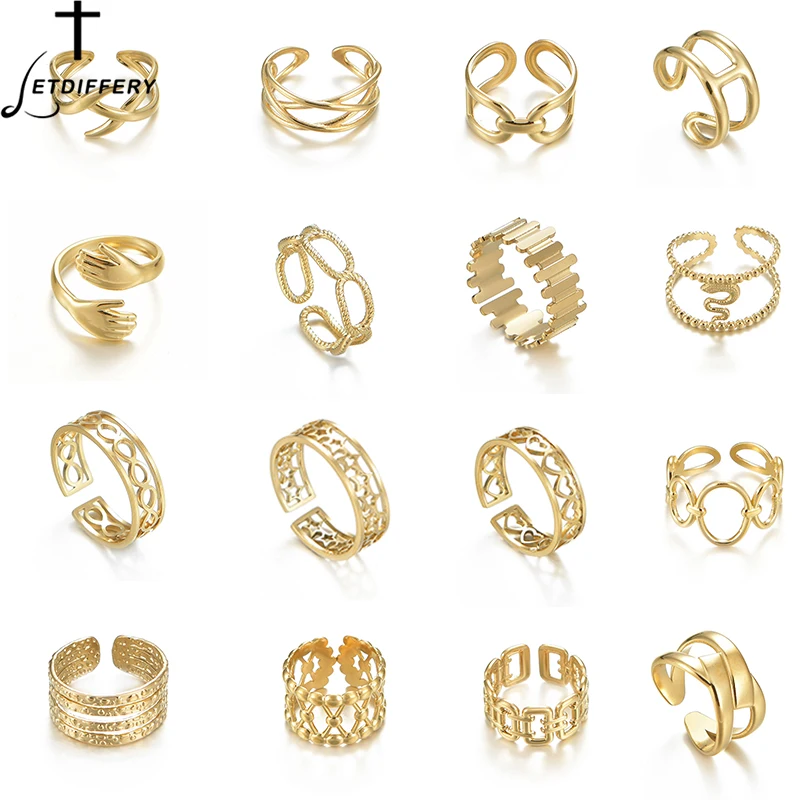 Letdiffery New 2021 Bohemian Fashion 14K Gold Golden Stainless Steel Women Rings Geometric Open Rings Jewelry Party Gifts
Letdiffery New 2021 Bohemian Fashion 14K Gold Golden Stainless Steel Women Rings Geometric Open Rings Jewelry Party Gifts